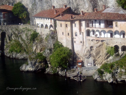 Eremo Santa Caterina del Sasso, a monastery founded by a man shipwrecked during a storm. He swore that if he survived he would dedicate his life to building a monastery on the site.
