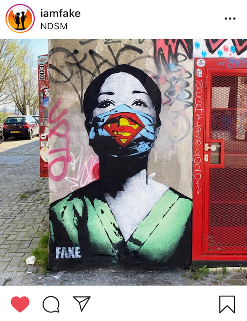 Super Nurse street art by FAKE